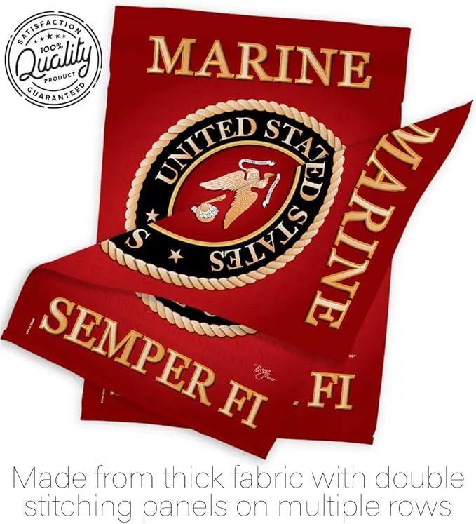 Breeze Decor HS108057-BO-03 Marine Corps Americana Military Decorative Vertical Set, House Flag 28" x 40", Thick Fabric by GreenHaven Gardens