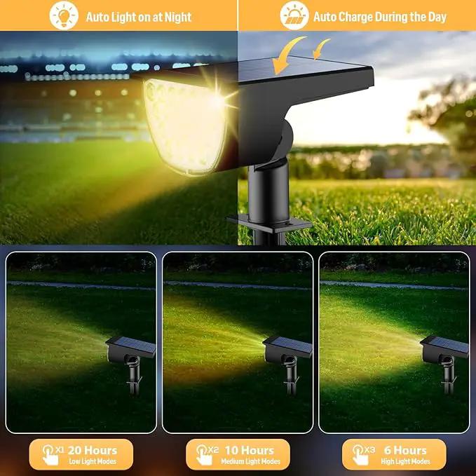 Solar Lights Outdoor Waterproof IP65, 76 LED 3 Lighting Modes Solar Spot Lights Outdoor Yard Garden Landscape Pathway (Warm White, 4 Pack) by GreenHaven Gardens