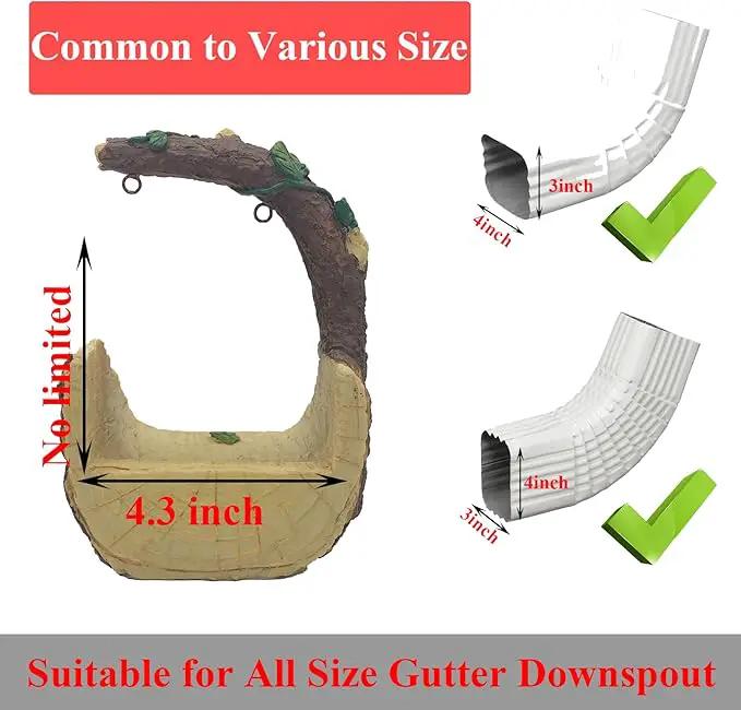 Tortoise On The Swing Gutter Downspout Extension Decoration,Rain Downspout Diverter Garden Statue,Decorative Gutter Extension,Downspout Splash Block,Animal Resin Statue Outdoor Décor by GreenHaven Gardens