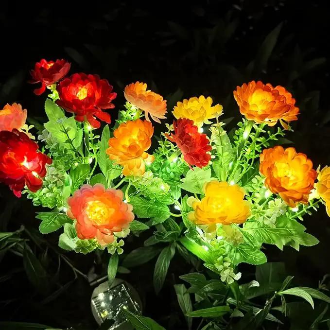 Solar Flowers Lights, 2 Pack Solar Garden Lights with 14 Blooming Flowers, Waterproof Solar Outdoor Fairy Lights for Outside Yard, Garden, Pathway, Walkway, Patio, Lawn, Cemetery, Grave Decor by GreenHaven Gardens