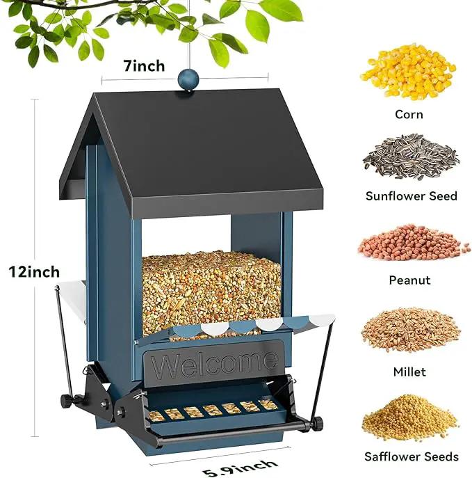 Weight Activated Squirrel Proof Bird Feeder with Canopy | 5LB Large Capacity, Weather-Resistant Design | Attracts Finches, Cardinals & More for Outdoor Bird Watching by GreenHaven Gardens