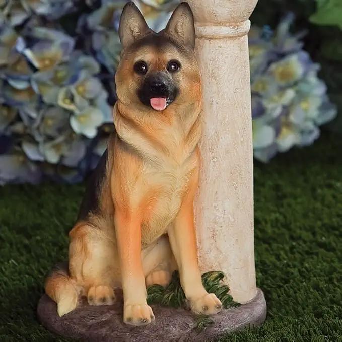 Bits and Pieces-Solar Shepherd Lantern-Solar Powered Garden Lantern - Resin Dog Sculpture with LED Light by GreenHaven Gardens