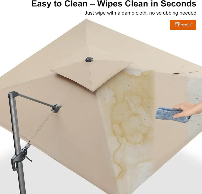 PURPLE LEAF Cantilever Umbrella 10' X 13' Outdoor Patio Rectangular Double Top Large Heavy Duty 360° Rotation Offset Umbrella for Outside Deck Backyard Garden Pool Spectrum Sand by GreenHaven Gardens