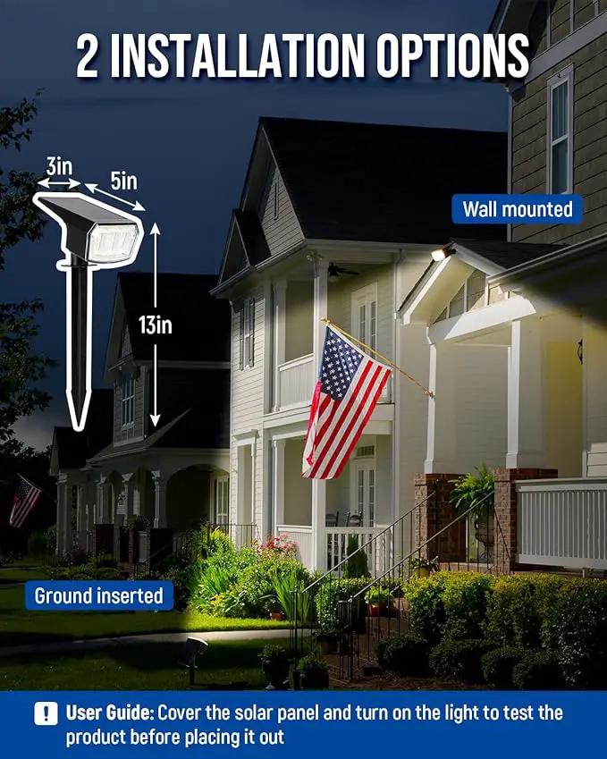 Solar spotlights Outdoor 63 LED 3 Lighting Modes, IP65 Waterproof Lighten Yard Garden House Garage Pathway for Christmas Decorations-4 Pack by GreenHaven Gardens