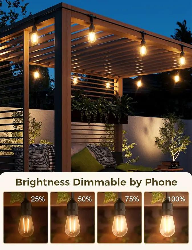 XMCOSY+ Outdoor String Lights, Smart Patio Lights 72.5Ft, APP WiFi Control, Compatible with Alexa, Waterproof Dimmable Edison Outdoor Lights for Patio Outside by GreenHaven Gardens