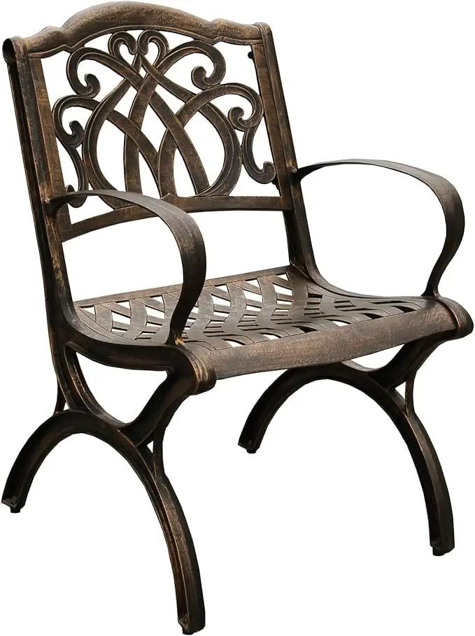 Oakland Living Ornate Traditional Outdoor Cast Aluminum Bronze Patio Dining Chair by GreenHaven Gardens