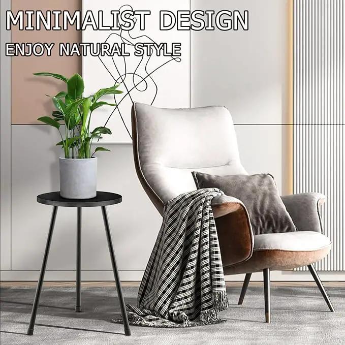 Tall Plant Stand, Mid Century Wood Indoor Plant Stand Black Plant Table for Flower Pots, Metal Plant Holder, Modern Home Decor Small Round Side End Table (11.8"x20") by GreenHaven Gardens