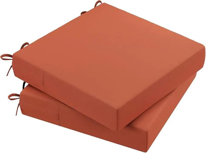AAAAAcessories Outdoor Seat Cushions for Chairs, Waterproof, Fade-Resistant Patio Furniture Replacement Cushions, 21" x 21" x 4", Set of 2, Rust by GreenHaven Gardens