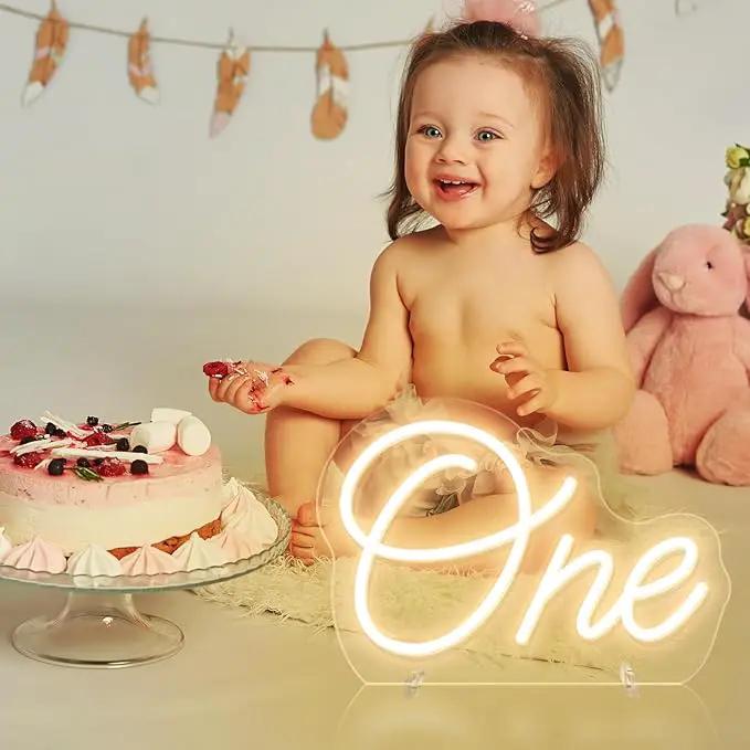 One Neon Sign for First Birthday, LED Neon Lights One Table Number Neon Light Lamp for Home Birthday Party Decor Photo Prop Christmas Gift by GreenHaven Gardens