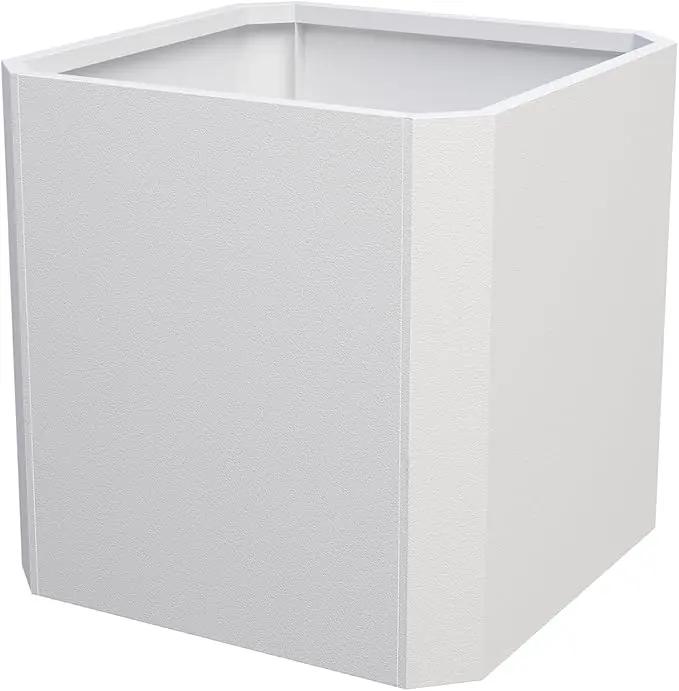Steel Planter Box-24"x24"x24"-Large Square Planter Box-Outdoor Indoor-Cube Steel Planter Heavy Duty White Metal Planter Flower Pot Commercial Residential for Home Garden Porch Hotel Patio by GreenHaven Gardens