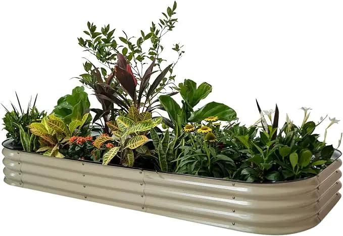 Vego garden Raised Garden Bed Kit, 11" Tall 10 in 1 Modular Raised Garden Beds Kit, Metal Planter Box for Vegetables, Flowers, Herbs, Pearl White by GreenHaven Gardens