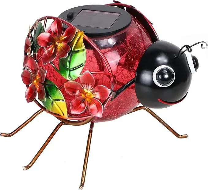 MUMTOP Solar Lantern, Waterproof LED Solar Lights Outdoor Ladybug Decorative Tabletop Lanterns for Patio Garden Table Decor by GreenHaven Gardens