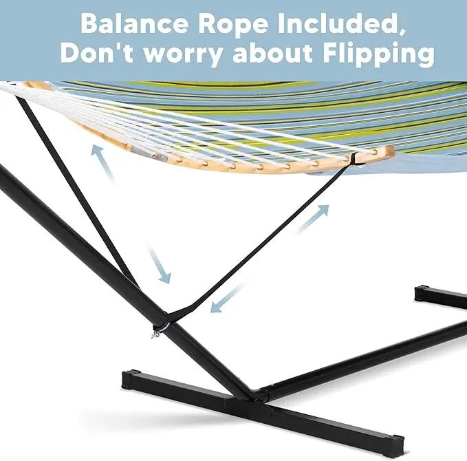 SUNCREAT Portable Outdoor Hammock with Stand Included, Double Hammock with Stand for Outside, Yellow Blue by GreenHaven Gardens