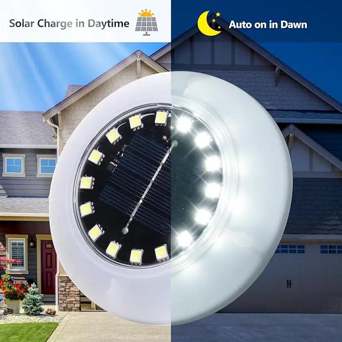 Flumy Solar Ground Lights, 8 Pack 16 LED Solar Lights Outdoor Waterproof, Solar Garden Lights for Outside Patio Pathway Yard Lawn Driveway Pathway Walkway, Outdoor Christmas Decorations(Cool White) by GreenHaven Gardens