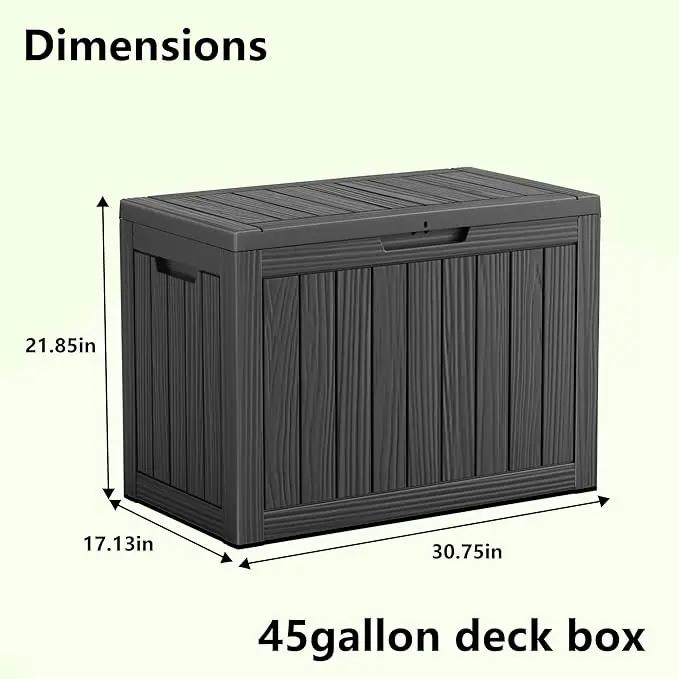 45 Gallon Waterproof Outdoor Storage Box,Resin Deck Box,Lockable Outside Storage Box Container for Patio Furniure,Garden,Tools (45 Gallon,Black) by GreenHaven Gardens