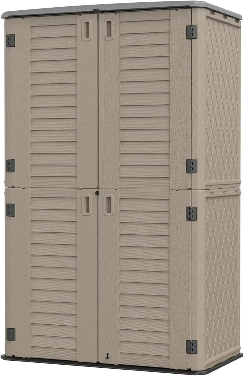 HOMSPARK Storage Shed Weather Resistance, Multi-Purpose Outdoor Storage Cabinet Waterproof, Outdoor Storage Cabinet for Garbage Cans, Lawnmower, Garden Accessories (Coffee, Tall shed-53 cu ft) by GreenHaven Gardens