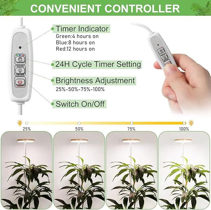 LORDEM Bamboo Grow Light for Indoor Plants, Full Spectrum LED Plant Grow Light, Height Adjustable Growing Lamp with Auto Timer 4H/8H/12H, 4 Dimmable Levels, Ideal for Large Tall Plants, 2 Pack by GreenHaven Gardens