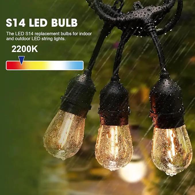 LED S14 Replacement Light Bulbs for Patio String Light, Shatterproof & Waterproof Hanging Light Bulbs for Outdoor String Lights, Dimmable, E26 Base, 24 Pack by GreenHaven Gardens