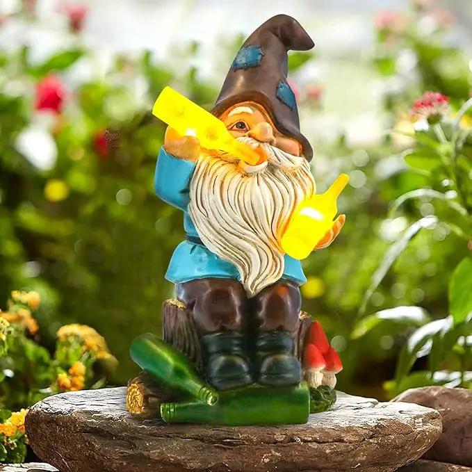 DKJOCKY Funny Garden Gnomes Outdoor, Solar Gnomes with Led Lights Decor for Outside, Gardening Gifts Garden Oranments Outdoor Birthday Gifts for Women Mom Grandma by GreenHaven Gardens