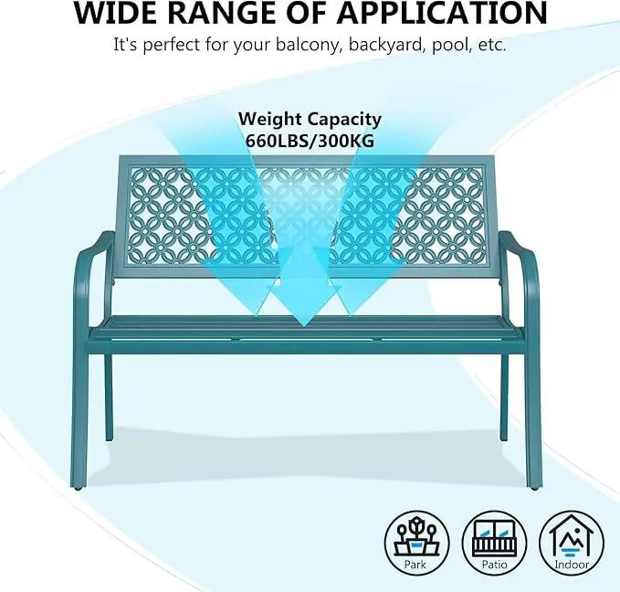 Grand patio 50" Outdoor Bench Garden Bench with Armrests Bench for Outdoors Lawn Yard Porch Lake Shore by GreenHaven Gardens