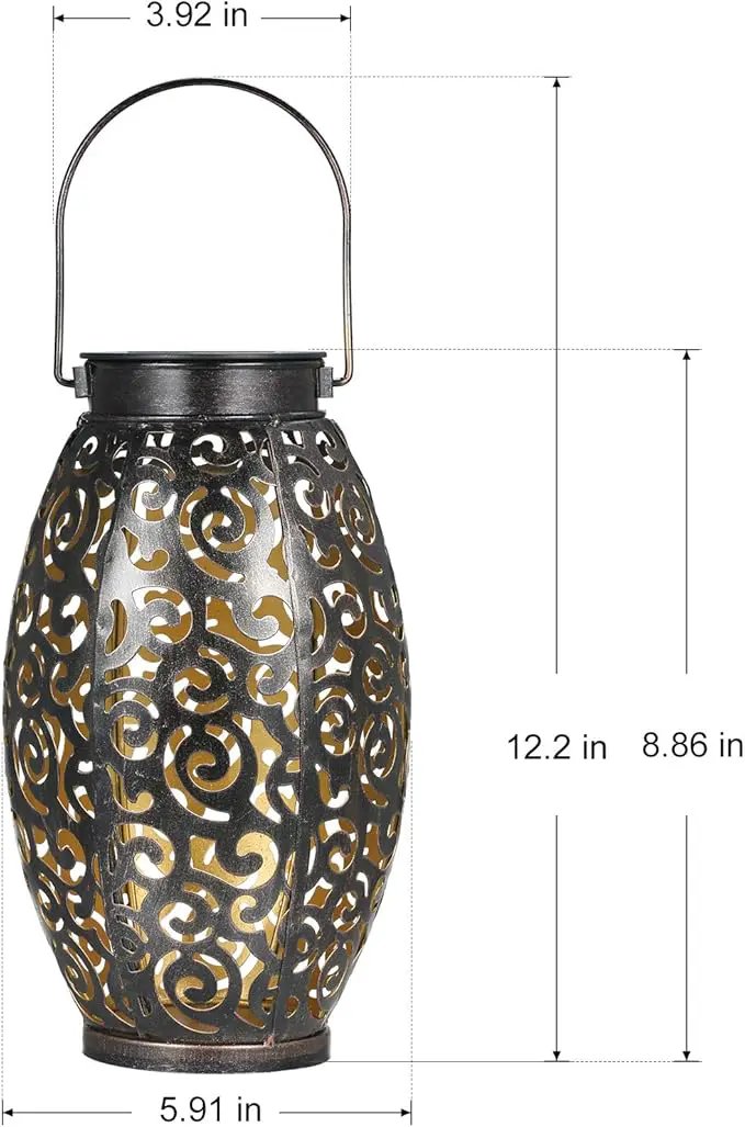 2 Pack Solar Lanterns, Hanging Solar Lantern Outdoor Lantern Solar Powered Lantern with Handle Metal Waterproof Decorative Solar Garden Lights for Patio Yard Pathway Walkway by GreenHaven Gardens