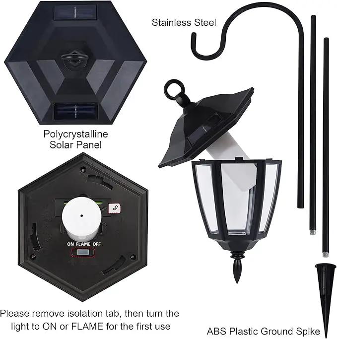 Dynaming 6 Pack Solar Flame Hanging Lights Outdoor, Solar Flickering Flame LED Garden Lanterns with 6 x 38 Inch Shepherd Hooks, Landscape Lighting Waterproof for Lawn Patio Yard Pathway Driveway by GreenHaven Gardens