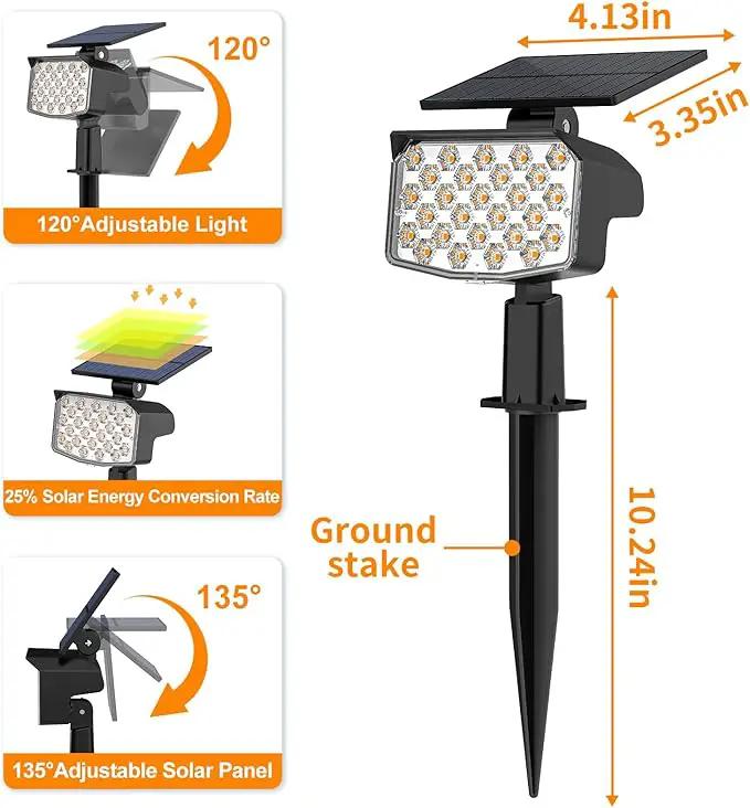 WELALO Solar Spot Lights Outdoor, [2 Pack/3 Modes] Solar Landscape Spotlights, Adjustable Solar Powered Security Lights, IP65 Waterproof Wall Lights for Walkway, Yard, Garden, Driveway (Warm White) by GreenHaven Gardens