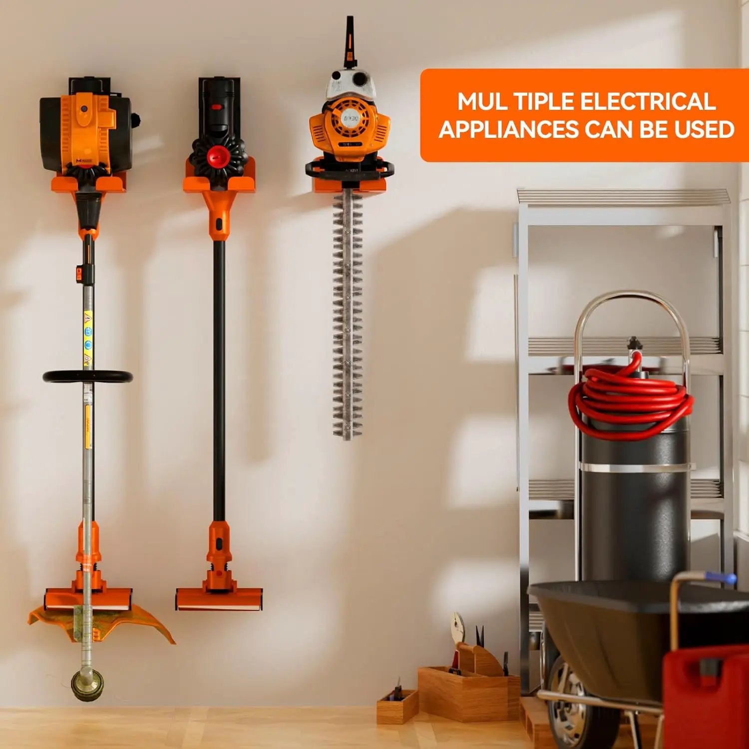 Garage Organizer Trimmer Rack, Garden Power Tool Hanger Weed Whackers Holder Wall Mounted for Grass Trimmer, Hedge Trimmer, Garage Trimmer, Garden Tools,3 Pack(Orange) by GreenHaven Gardens