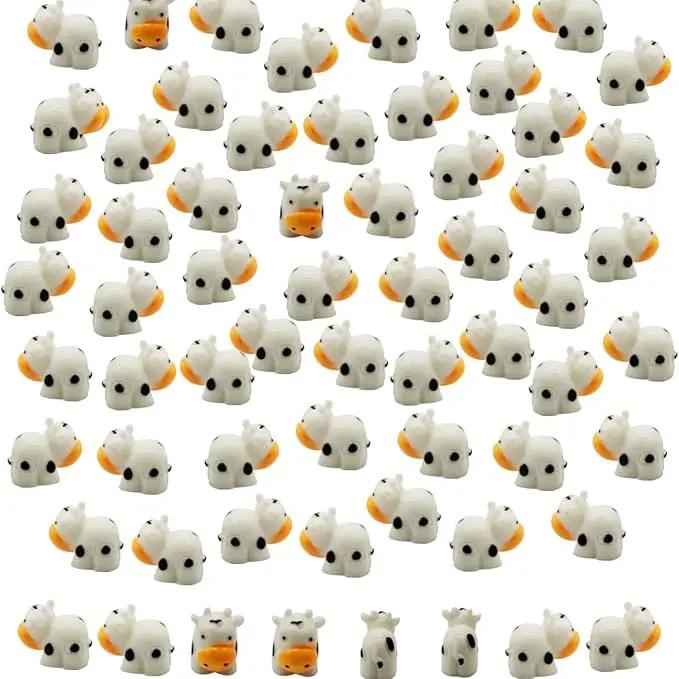DoubleWood Mini Cow Figurines Set, 90 Pieces, Resin Mini Animals Decorations for Fairy Gardens and Miniature Landscapes (90, White) by GreenHaven Gardens