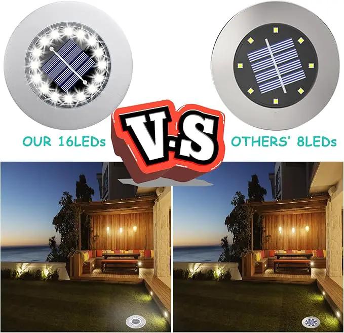 Solar Ground Lights-Waterproof Solar Lights Outdoor Garden- Solar Disk Lights-Upgraded 16LED Bright in-Ground Lights-Landscape Lights for Pathway, Yard, Lawn, Patio, Walkway (16 Pack White Light) by GreenHaven Gardens