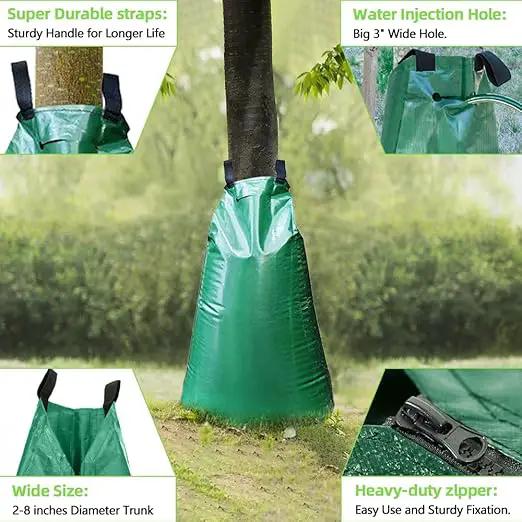 25 Pack Tree Watering Bag, 20 Gallon Slow Release Watering Bag for Trees, Premium PVC Shrub Watering Bag with Heavy Duty Zipper, Sturdy Reusable Drip Irrigation Bag by GreenHaven Gardens