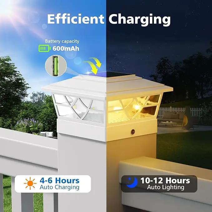 NIORSUN Solar Post Lights Outdoor 4 Pack, 2 Modes LED, Deck Fence Post Solar Lights for 3.5x3.5 4x4 5x5 5.5x5.5 Caps Patio Garden Decoration, White by GreenHaven Gardens
