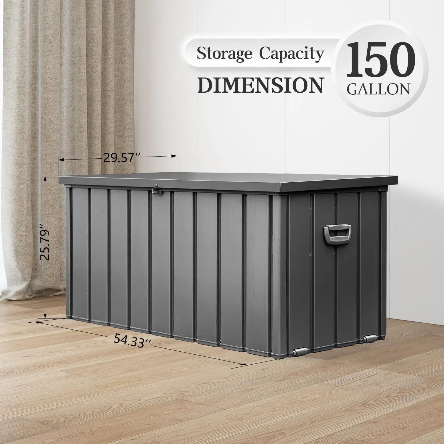 Domi 150-Gallon Outdoor Storage Box – Waterproof, Lockable Storage Cabinet for Patio Furniture, Garden Tools & Pool Supplies – Large Metal Storage for Cushions, Toys & More by GreenHaven Gardens