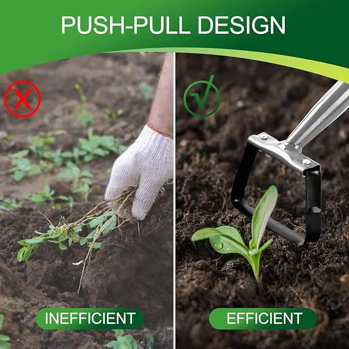 Walensee Mini Action Hoe for Weeding Stirrup Hoe Tools for Garden Hula-Ho with 14- Inch Scuffle Loop Hoe Gardening Weeder Cultivator, Sharp Durable Metal Handle Weeding Rake with Cushioned Grip, Grey by GreenHaven Gardens