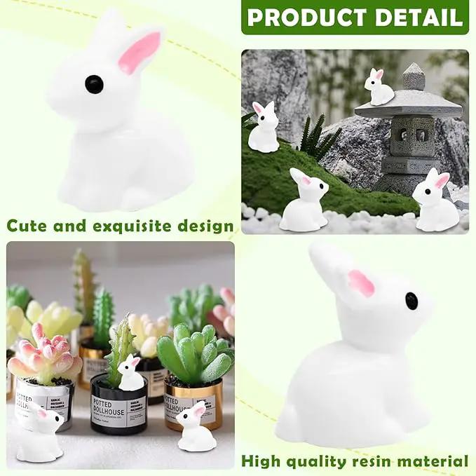 80Pcs Mini Rabbits Resin Tiny Rabbits Miniature Decoration Figurines Ducks Dollhouse Garden Decor Plastic Mini Animals Micro Landscape Ornament Cake DIY Craft by GreenHaven Gardens