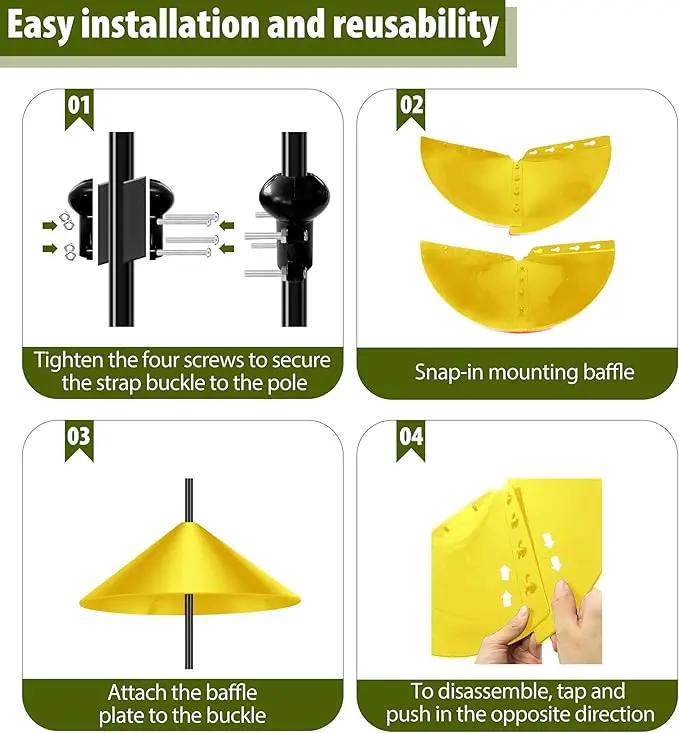 Squirrel Baffle for Bird Feeder Pole, 19-Inch Outdoor Bird Feeder Guard, Squirrel-Proof Birdhouse Baffles, Shepherd's Hook for Outside(Yellow) by GreenHaven Gardens