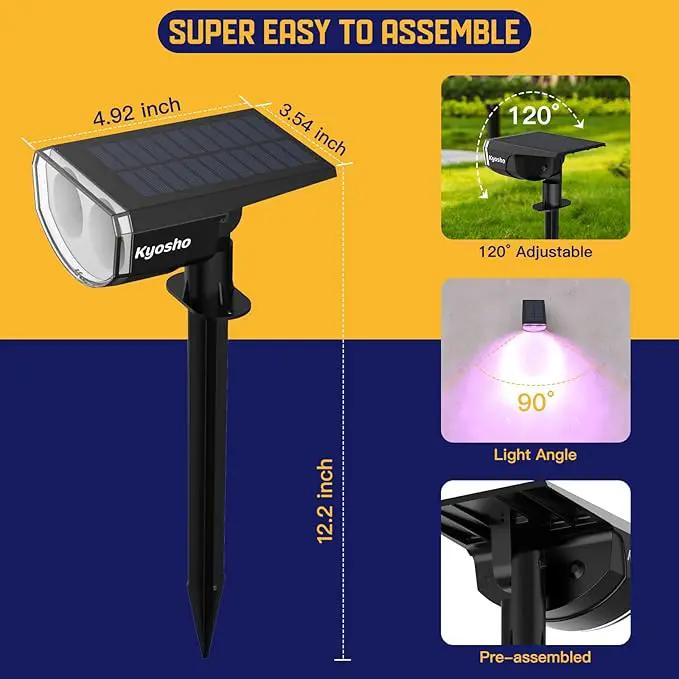 Kyosho Solar Color Spot Lights Outdoor, 9 Lighting Modes Halloween Christmas Lights, 38 LEDs Color Changing Waterproof RGBW Multicolor Tree Pool Solar Spotlight, 2 Pack by GreenHaven Gardens