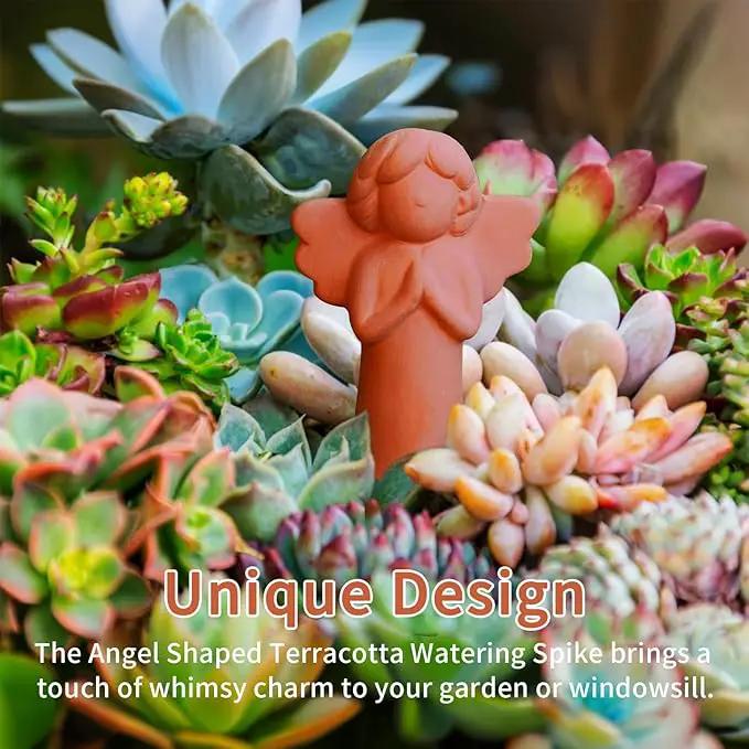 WILDKEN Terracotta Watering Globes, 3 Pack Angel Shaped Plant Watering Spikes Vacation Self-Watering Planters Devices for Indoor and Outdoor Plants by GreenHaven Gardens