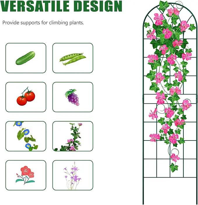 4 Pack Metal Garden Trellis for Climbing Plants,Green Metal Garden Trellis for Vines Plant Rose Vegetable Support,Large Decorative Outdoor Trellis by GreenHaven Gardens