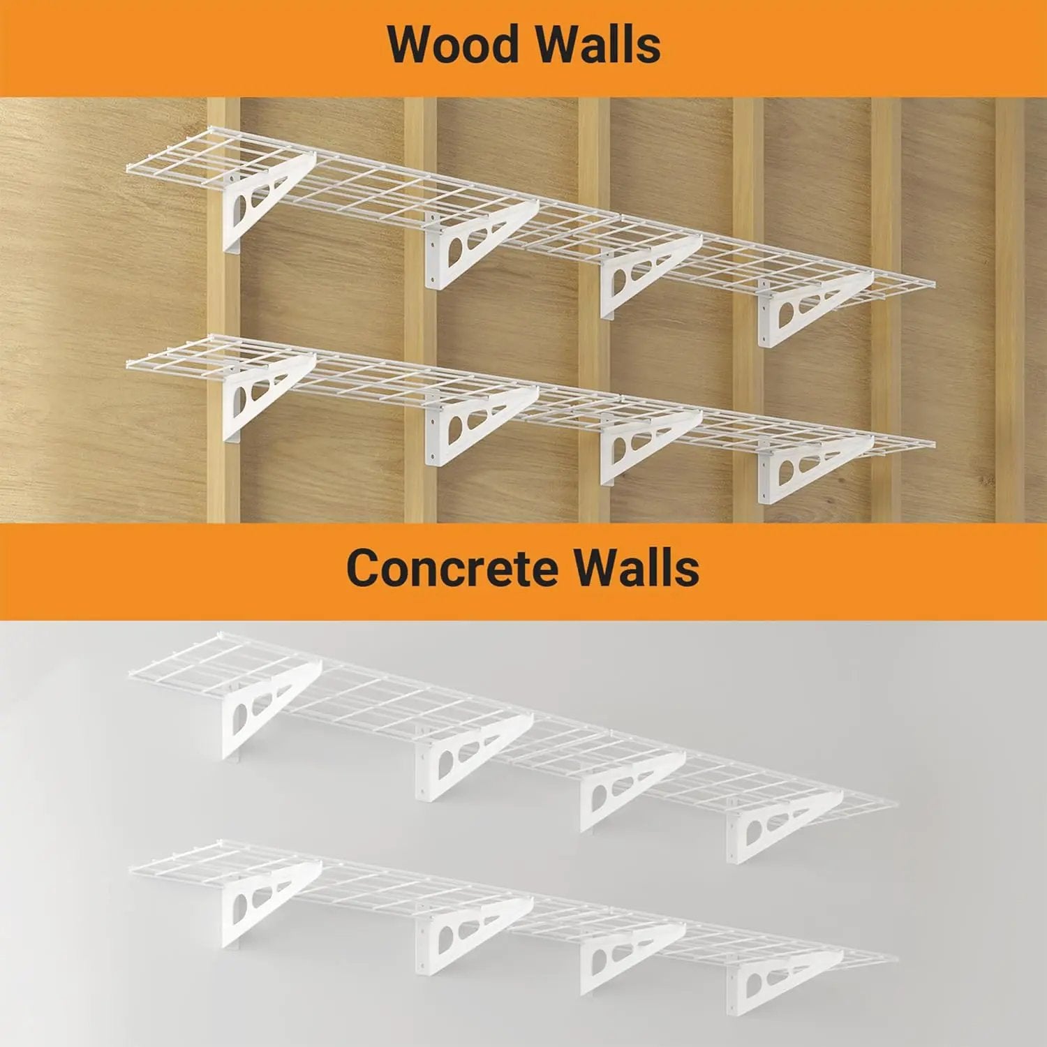 1x6 ft Garage Shelving, 2-Pack Wall-Mounted Shelves for Garage, Kitchen, Pantry Storage, 600 lbs Total Load Capacity Wall Shelving, White by GreenHaven Gardens