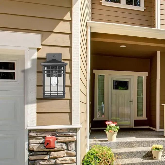 Dusk to Dawn Outdoor Wall Lantern,Exterior Wall Mount Light, 1-Light Outdoor Wall Lighting Fixture for Porch,Garage, Patio, Hallway and Entryway (Black-Wall Light, 1 Pack),DDAMS-W18 by GreenHaven Gardens