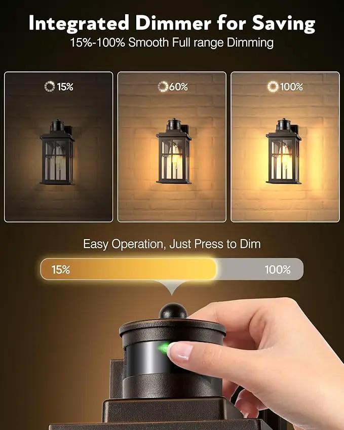 Distance-Adjustable Motion Sensor Outdoor Lights, Oil Rubbed Bronze Wall Mounting Porch Light, Waterproof Dusk to Dawn Exterior Lighting Fixtures Sconce, Anti-Rust Outdoor Lanterns for Porch by GreenHaven Gardens