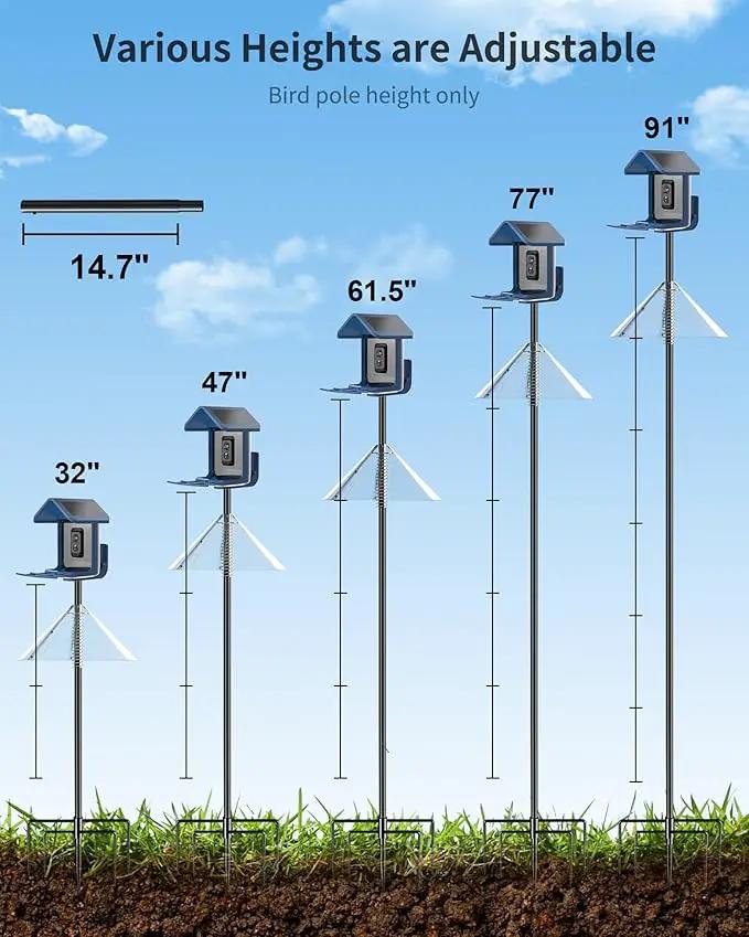 Bird Feeder Pole with Squirrel Baffle - 104 Inch Bird House Pole for Outdoors Heavy Duty, Squirrel Proof Baffle with Stainless Steel Spring for Better Defense, Slip-Fit Connection by GreenHaven Gardens