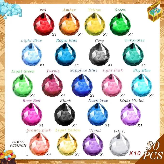30 Pack Crystal Ball 20 mm Prism Suncatcher Sun Catchers Hanging Crystals Prisms for Windows Gift Feng Shui (Multicolor) by GreenHaven Gardens