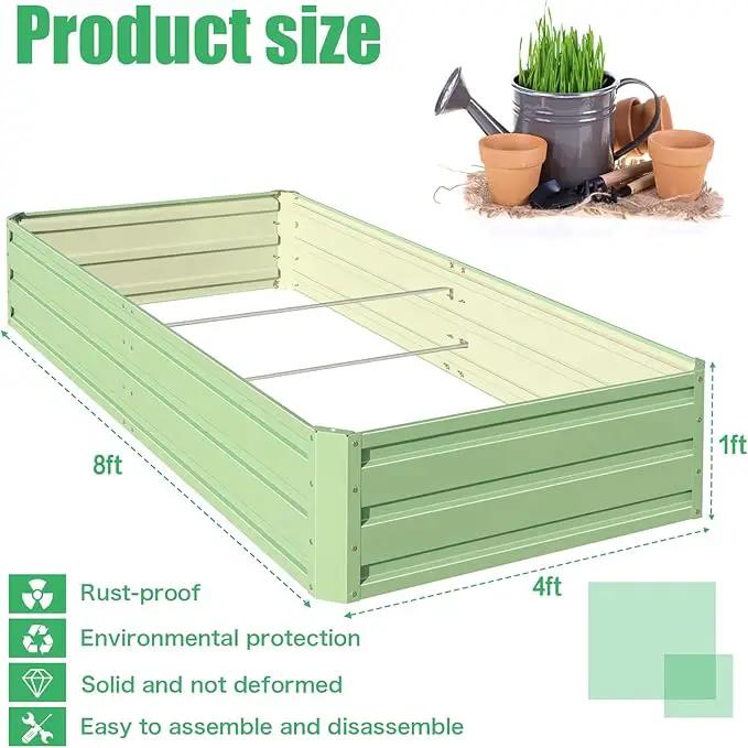 SnugNiture Galvanized Raised Garden Bed 8x4x1FT Outdoor Large Metal Planter Box Steel Kit for Planting Vegetables, Flowers by GreenHaven Gardens