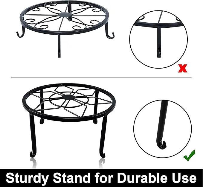 yosager 4 Pack Metal Plant Stands for Flower Pot, Heavy Duty Black Iron Potted Stand Holder, Indoor Outdoor Rustproof Metal Planter Container Round Supports Display Rack for Home & Garden Decor by GreenHaven Gardens