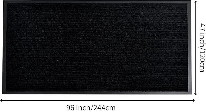 fani Heavy Duty Large Outdoor Indoor Entrance Black Doormat Waterproof Low Profile Entrance Rug Front Door Mat Patio Anti-Skid Rubber Back, 48x96 inch (Jet Black) by GreenHaven Gardens