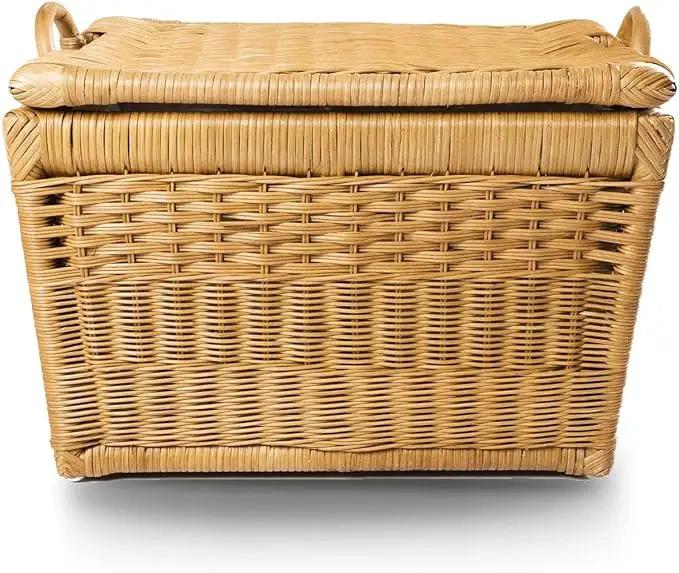 The Basket Lady Lift-Off Lid Wicker Storage Basket, Medium, 20 in L x 15 in W x 14 in H, Sandstone by GreenHaven Gardens