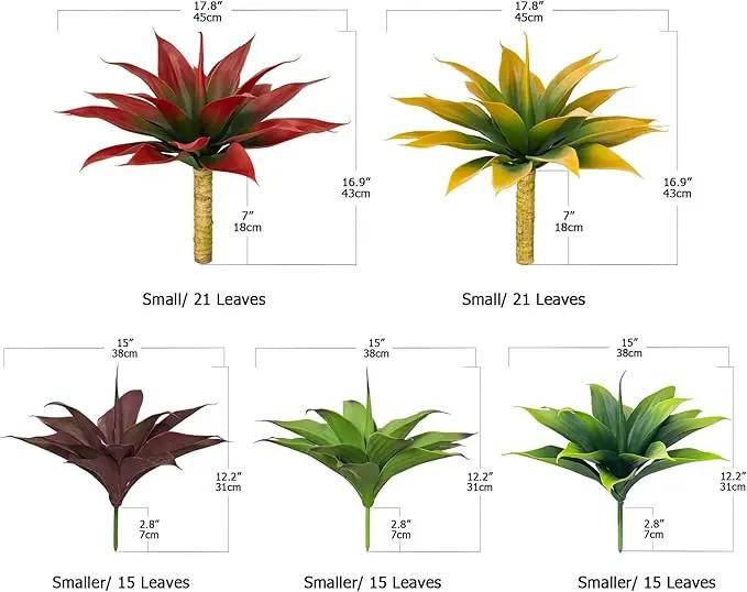 Fake Plants Artificial Agave Plants,Large UV Resistant Fake Agave Planters for Indoor and Outdoor Decorating Tropical Plant Succulents Greenery Indoor Decor((2Pack Light Green) 13.8" by GreenHaven Gardens