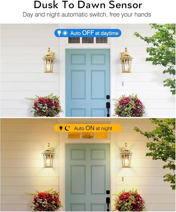 VIANIS Dusk to Dawn Outdoor Wall Lanterns, Modern Golden Exterior Lighting Fixtures Wall Mount Sconces, 100% Aluminum Waterproof Gold Porch Lights, Outside Coach Lantern for House Patio Garage, 2-Pack by GreenHaven Gardens